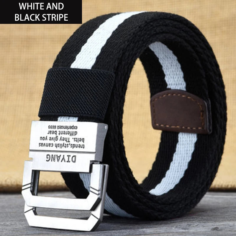 Men's Thickened Double Ring Metal Buckle Nylon Military Belt Combat Tactical Belt Heavy Carrying Survival Belt