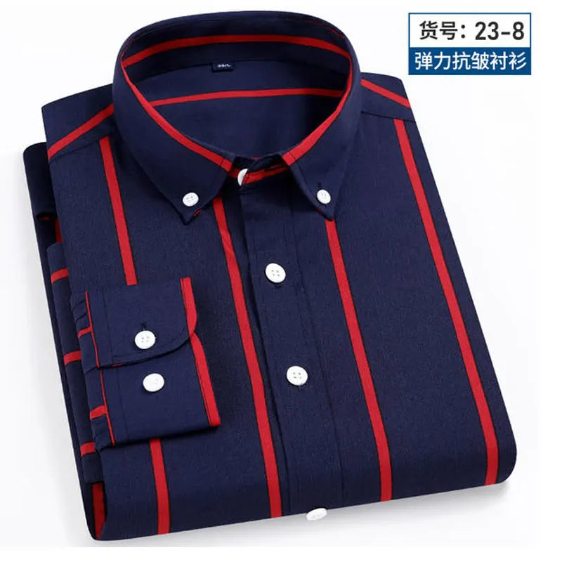 New men's shirt long sleeve spring and summer thin business casual wear fashion breathable slim print high quality plaid