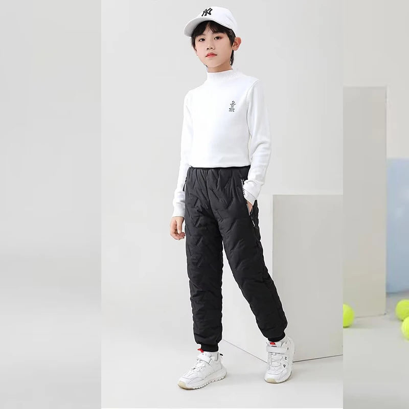 Children's Cotton Pants Winter Boys Thickened Trousers Teen Boys Cotton Lamb Wool Warm Cotton Pants Boys' Plush Casual Pants