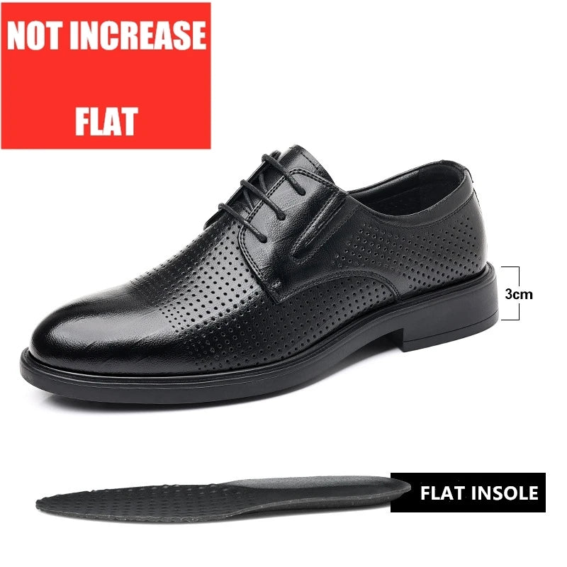 3/6/8 CM Elevator Shoes Men Dress Shoes Black Soft Leather Men Heighten Formal Shoes Casual Business Men Oxfords Suit Shoes