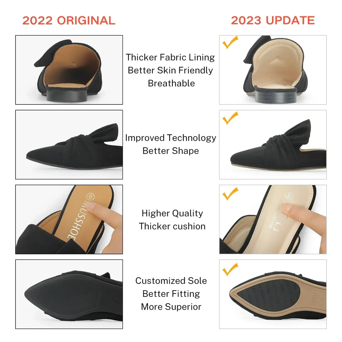 2024 New Women's Mules Slippers Pointed Toe Casual Comfortable Half Slippers Women Shoes