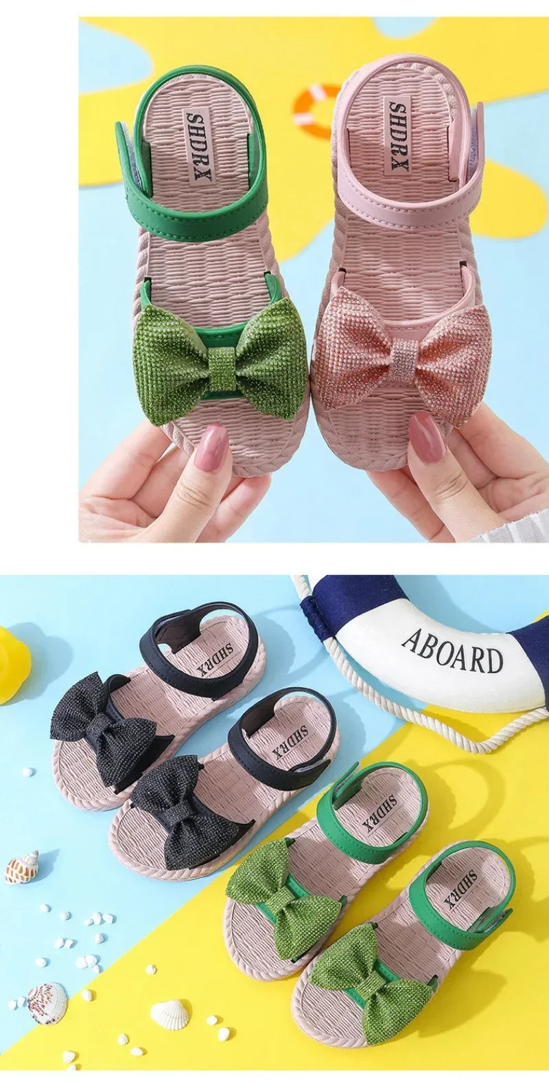 Girls Sandals 2024 Summer Princess Children Sandals Bow Tie Girl Shoes Fashion Casual Non Slip Kids Beach Shoes