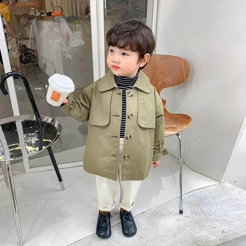 Fashion Baby Girl Boy Trench Cotton Infant Toddler Kid Windbreak Jacket Autumn Spring Child Dust Coat Baby Outwear Clothes 1-7Y