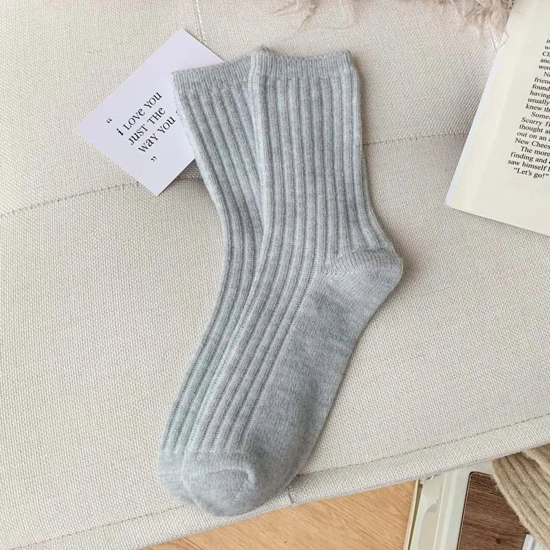 2024 New Winter  Cashmere Wool Women Socks  Casual japanese fashion Solid Color Thicker Long Sock Girls Thermal Warm Crew Sock