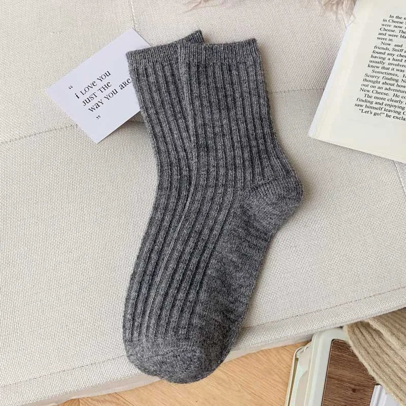 2024 New Winter  Cashmere Wool Women Socks  Casual japanese fashion Solid Color Thicker Long Sock Girls Thermal Warm Crew Sock