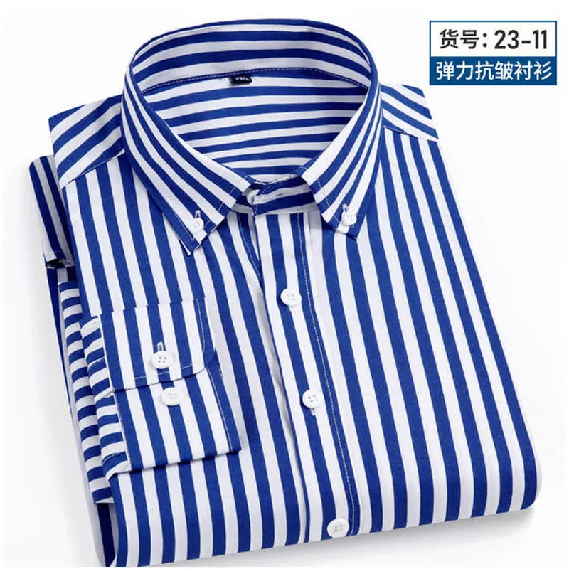 New men's shirt long sleeve spring and summer thin business casual wear fashion breathable slim print high quality plaid