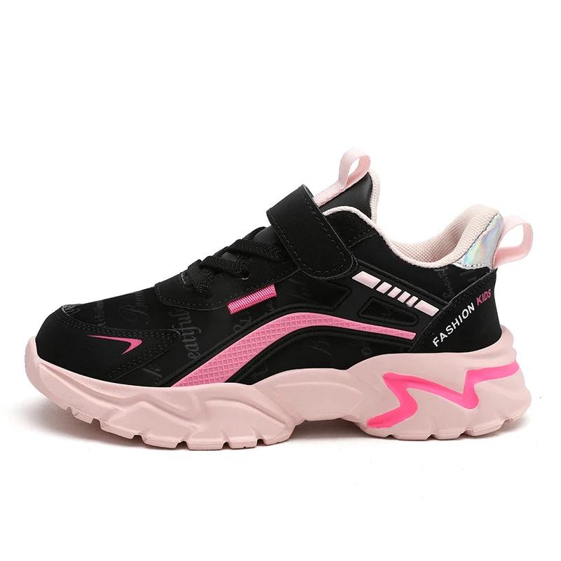 Girls Sport Shoes Comfortable Leather Kids Running School Casual Shoes  Non-slip Outdoor Children Walking Sneaker Tennis