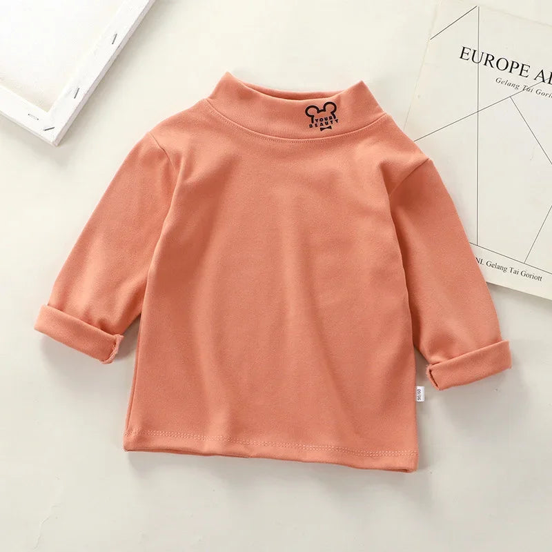 Baby Tops Children Turtleneck Bottoming Shirt for Boys Girls Long Sleeve T Shirts Warm Casual Kids Pullover Child Clothing 2023