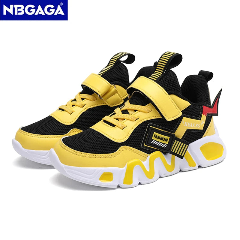 Cartoon Children's Sneakers Kids Fashion Boys Non-slip Casual Shoes Outdoor Breathable Student Walking Running Sneaker Yellow