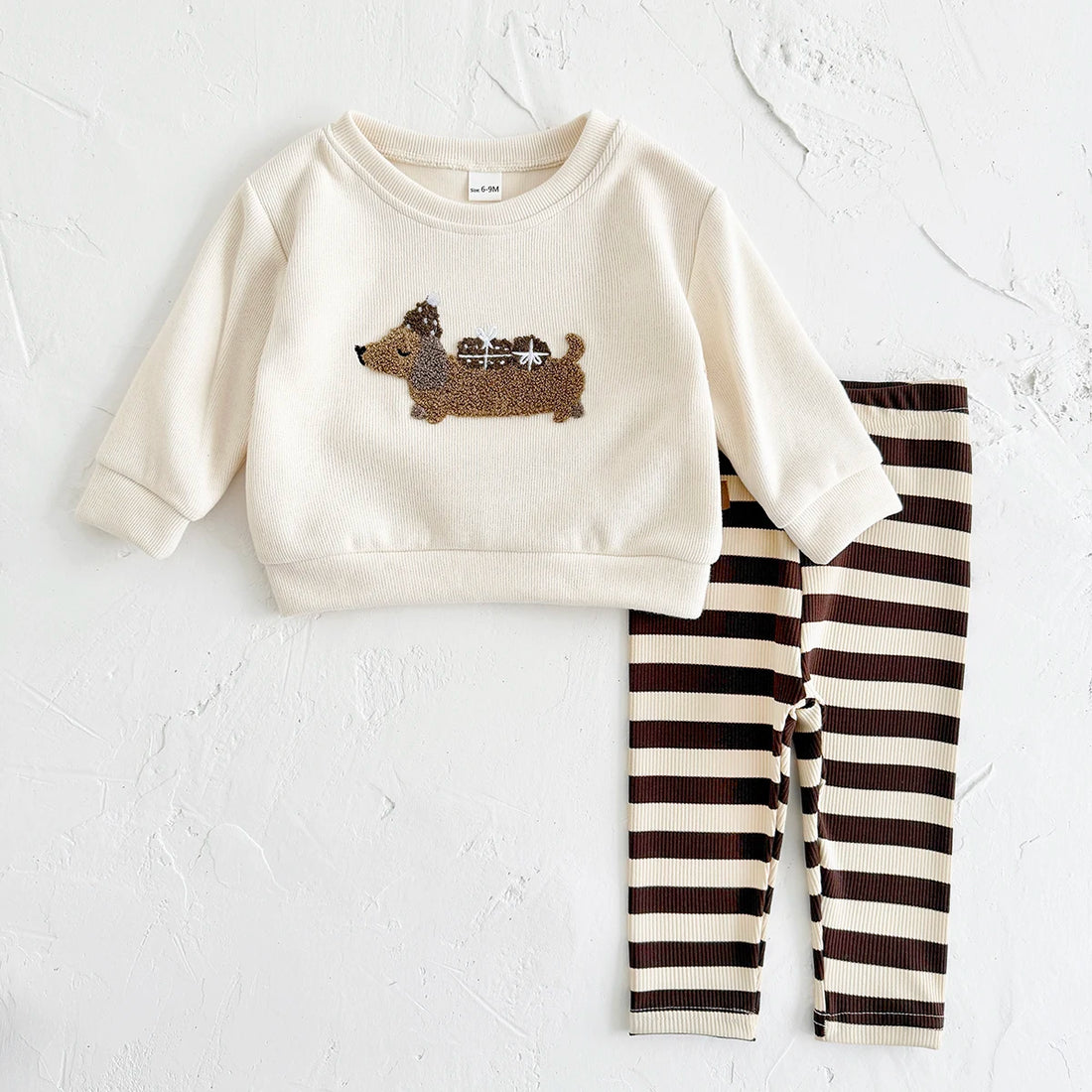 New Kids Baby Girl Clothing 2Pcs Winter Autumn Long-Sleeved Cute Puppy Top+Pants Infant Suit Baby Boy Outfits Warm Wear 0-3Years