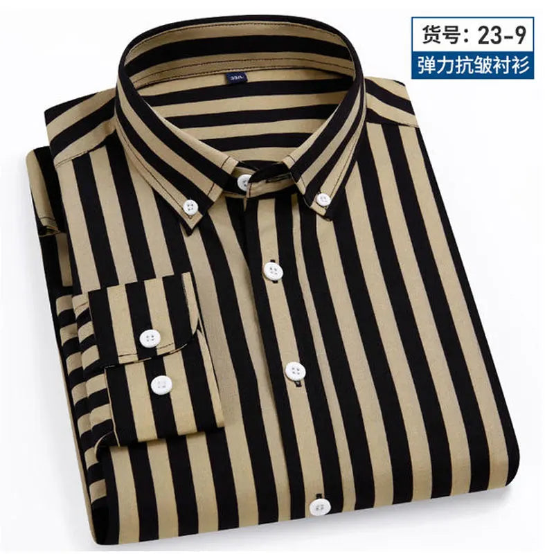 New men's shirt long sleeve spring and summer thin business casual wear fashion breathable slim print high quality plaid