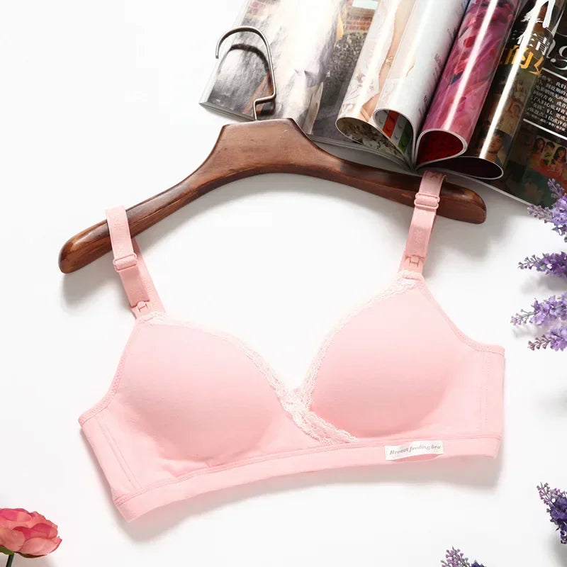 Maternity Lace Trim Nursing Bra Wireless Lingerie Breastfeeding Bra for Pregnant Women Pregnancy Breast One Size Sleep Underwear