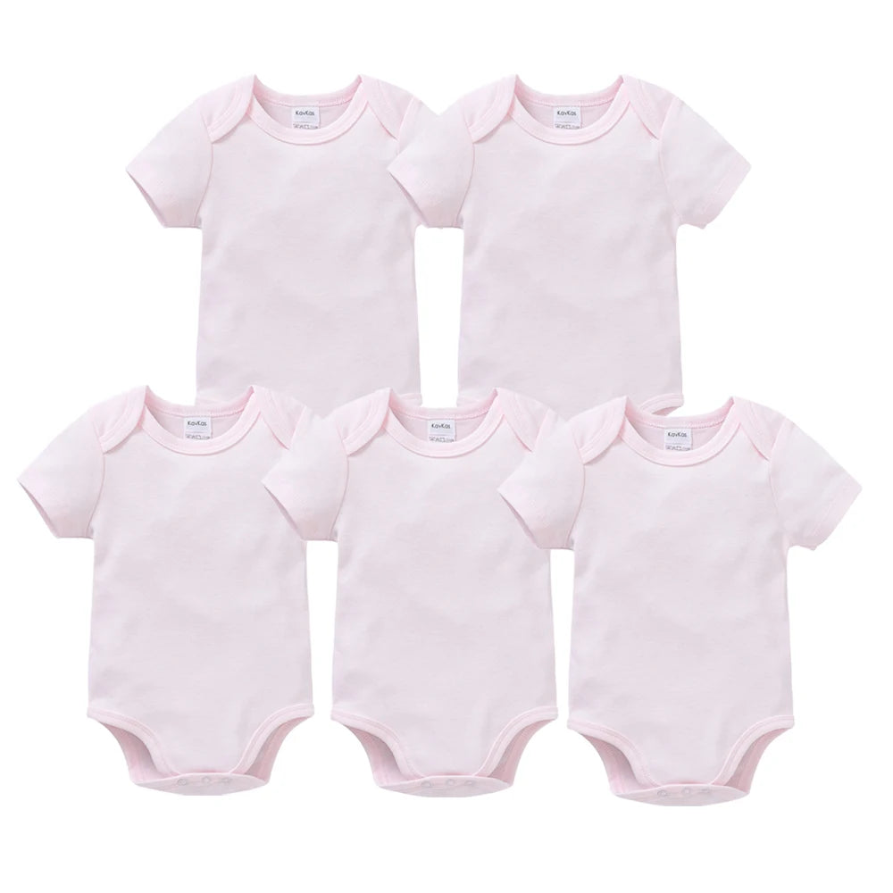 Kavkas 3PCS 5PCS Baby Boys Girls Clothes Solid White Short Sleeve Cotton Baby Bodysuits body bebe 0-24 months Newborn Jumpsuit