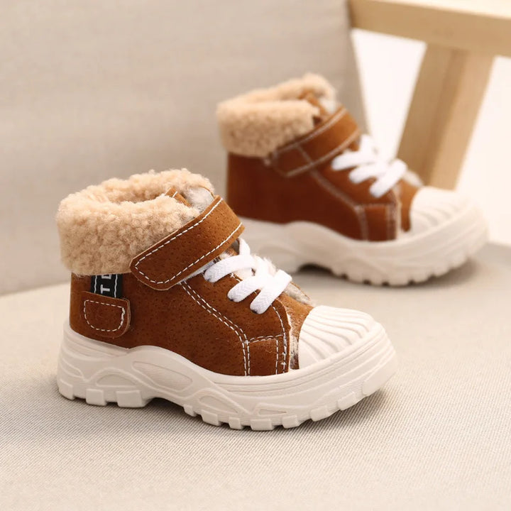 2021 Children Warm Boots Winter New Boys Plus Thicken Velvet Cotton Shoes Girls Waterproof Short Boots Baby Cotton Boots