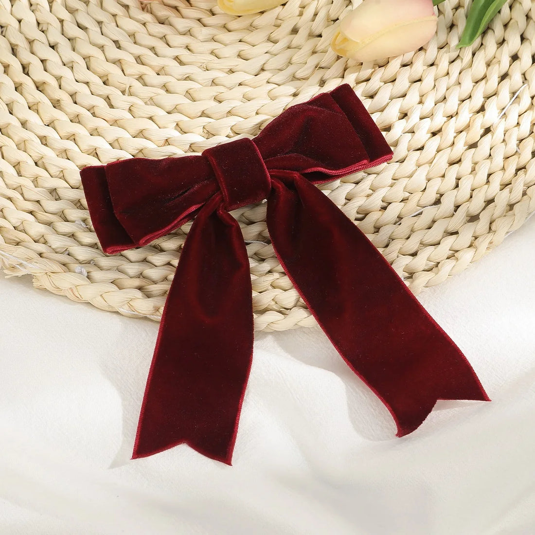 Bow Velvet Barrettes Women Temperament Ponytail Hairpin Hair Clip Girls Black Red Ribbon Hair Clip Fashion Hair Accessories