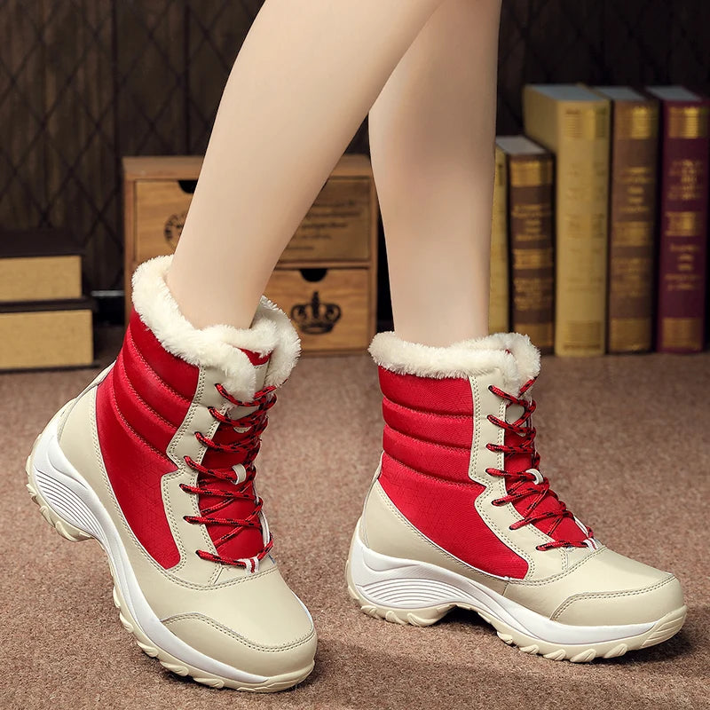 Snow boots women's boots winter warm plush plus size outdoor casual boots anti-slip high-top cotton boots women's cotton shoes