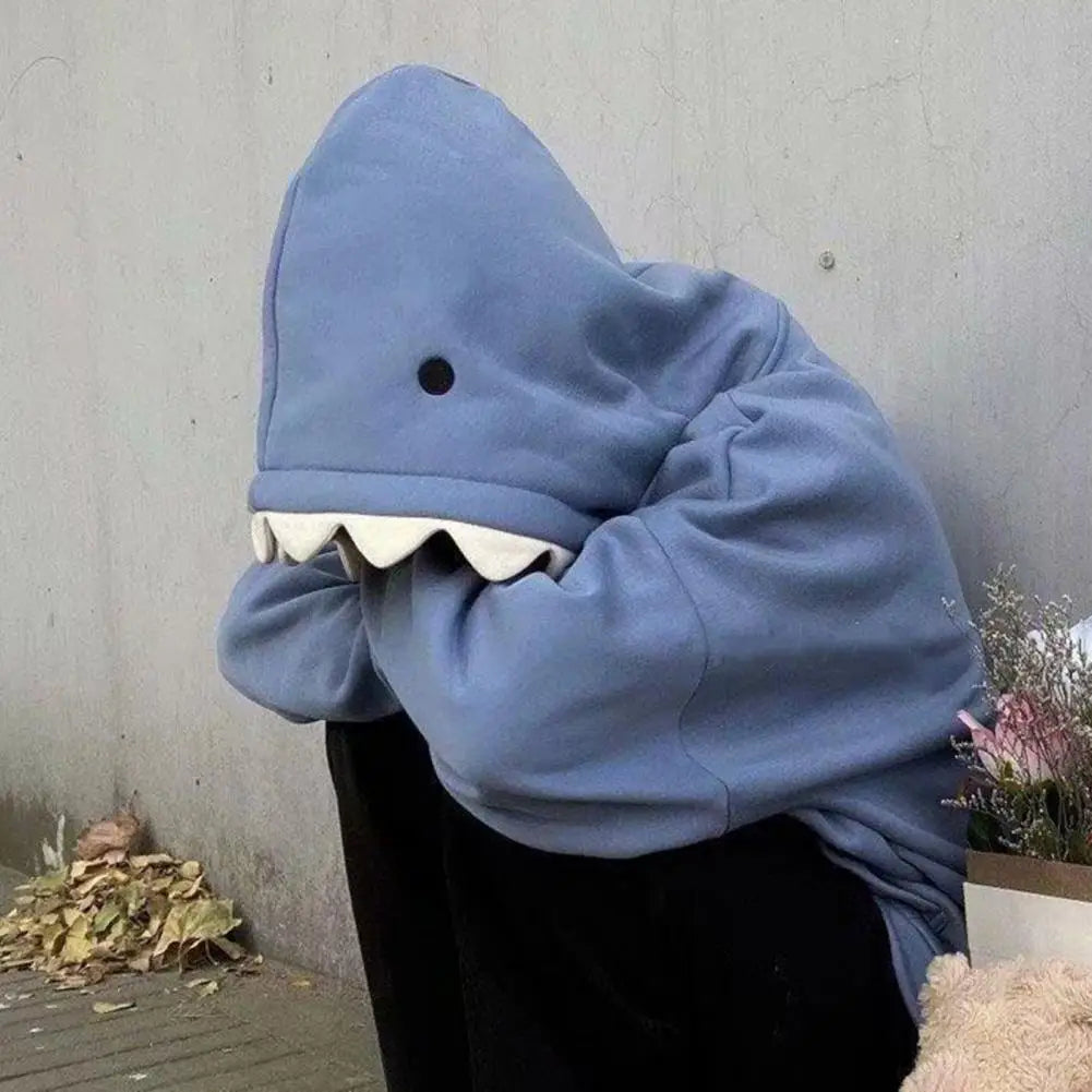 Autumn Winter New Funny Shark Patchwork Hoodies Men and Women Kawaii Sweatshirt Fashion Casual Pullover School Oversized Clothes