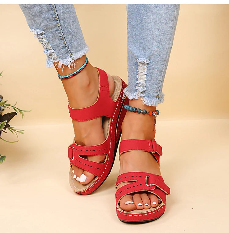 New Open Toe Fashion Women's Sandals Summer 2023 Soft Sexy Womens Sandals Wedge Buckle Women's Orthopedic Sandal Footwear Female