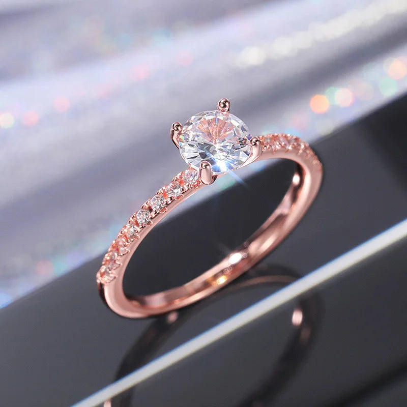 2024 New Arrival Rose Gold Silver Color Fashion Trendy Engagement Rings for Women Wedding Party Gift Drop Shipping Jewelry R527b