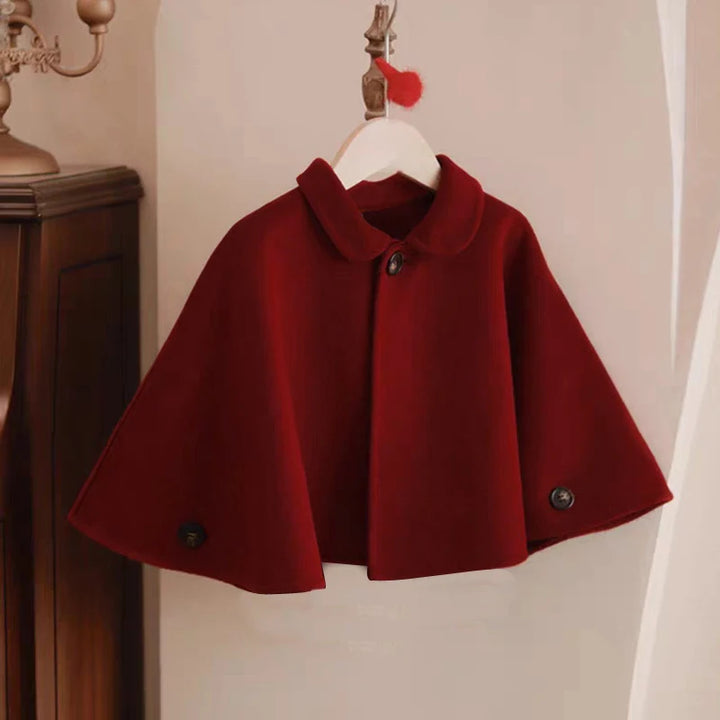 2025 New Spring Outing Costumes Cloak Coat For 2-8 Yrs Baby Girls Autumn And Winter Warm Coats Chinese New Year Red Clothing Top