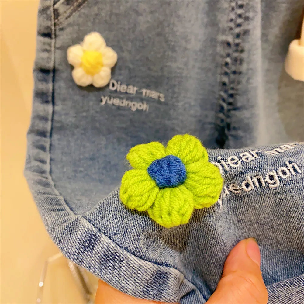 Ambroidered Flower Girl Jeans Baby Boy Kids Jeans Girl Pants Daduhey Wide Leg Pants Harem Trousers Clothes Bottoms