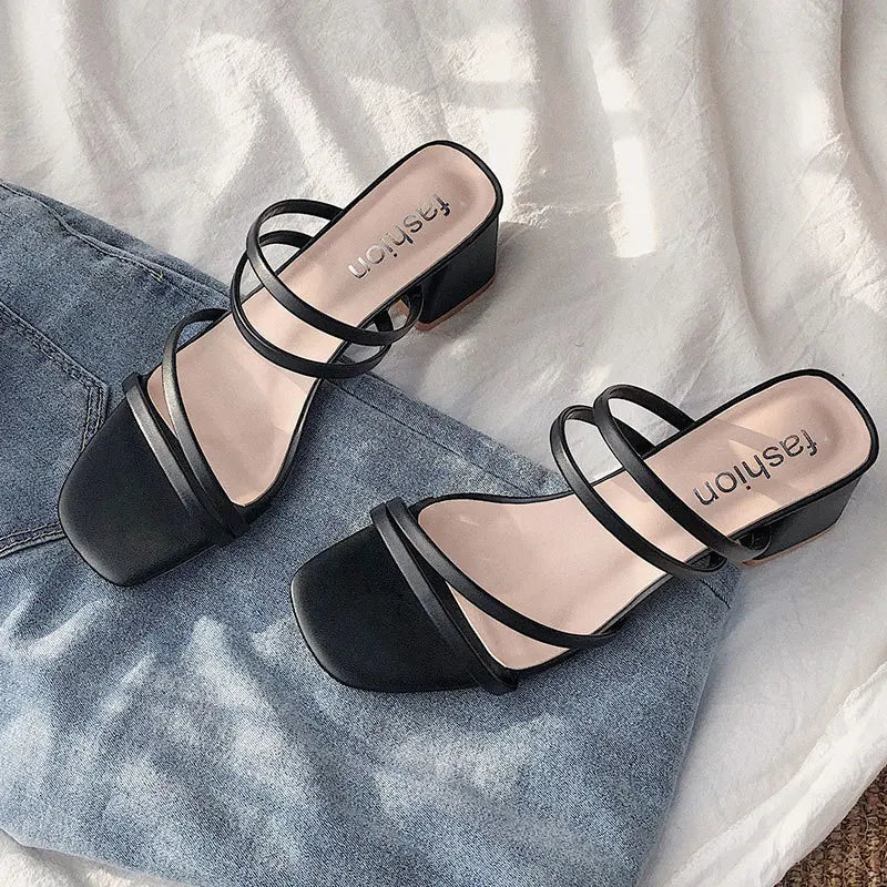 Women High Heel Sandals Summer Casual Female Shoes Woman Square Heel Open Toe Ankle Strap Ladies Sandalias Wedge Shoe 2022 New