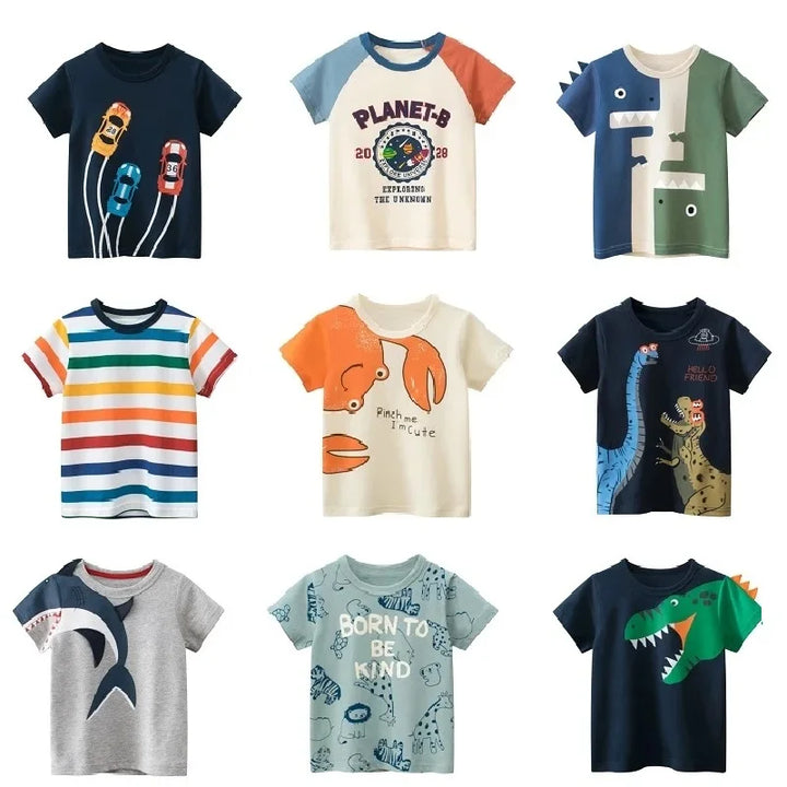 Children Short Sleeve T-shirts Korean Version Kids Clothing Boy Baby Cotton Tees 2-9 Years Summer Cartoon Tops