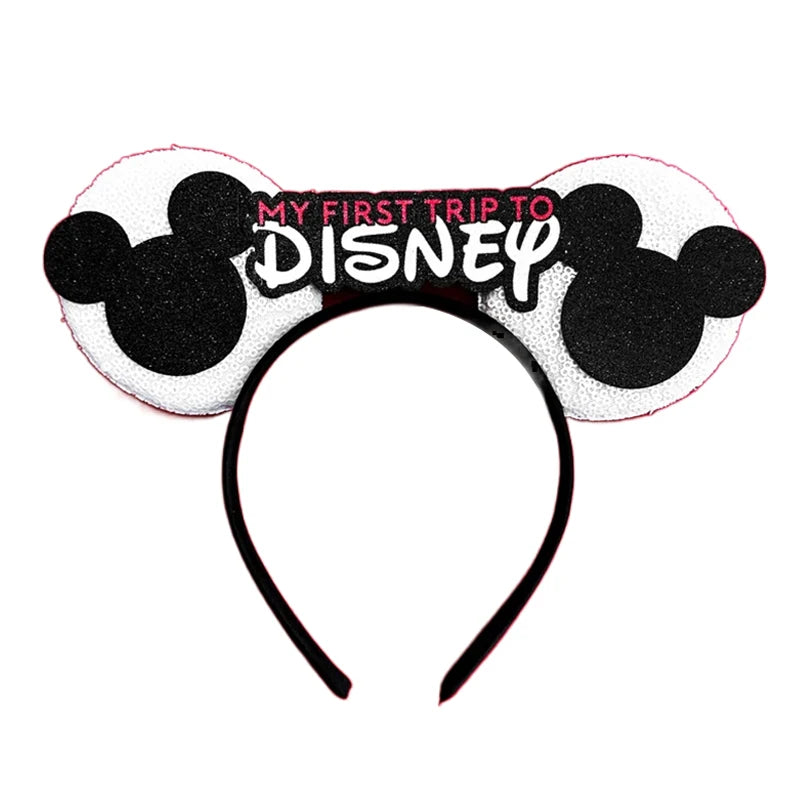 2023 New Style Mickey Minnie Ear Headband Sequin Bows Girl Adult Kids Halloween Party Cosplay Hair Accessories Princess Hairband