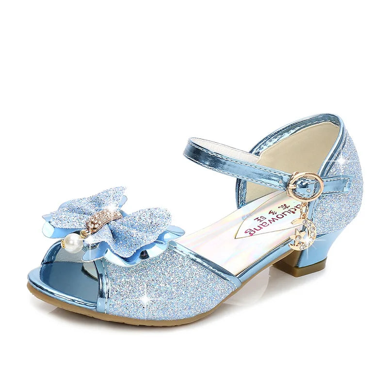 10 Colors Children Princess Sandals Kids Girls Wedding Shoes High Heels Dress Shoes Bowtie Gold Pink Blue Silver Shoes For Girls