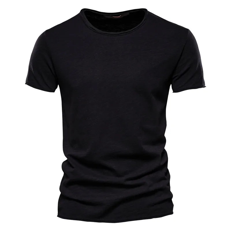 AIOPESON 100% Cotton Men T-shirt V-neck Fashion Design Slim Fit Soild T-shirts Male Tops Tees Short Sleeve T Shirt For Men