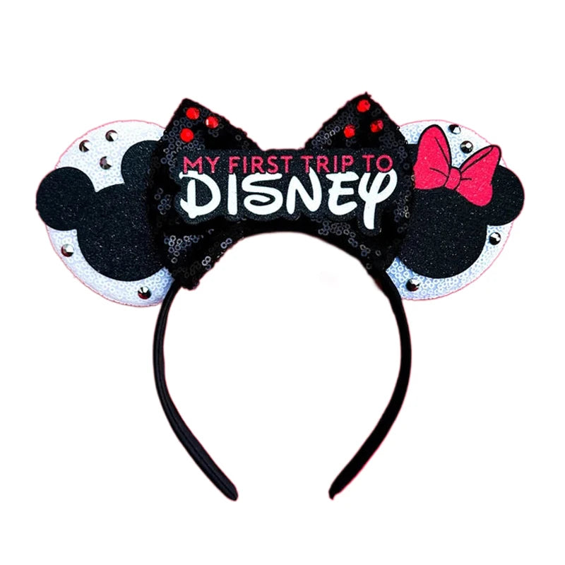 2023 New Style Mickey Minnie Ear Headband Sequin Bows Girl Adult Kids Halloween Party Cosplay Hair Accessories Princess Hairband