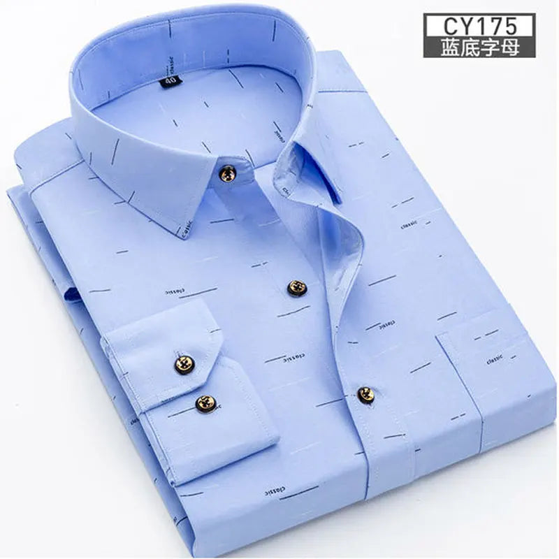 New men's shirt long sleeve spring and summer thin business casual wear fashion breathable slim print high quality plaid