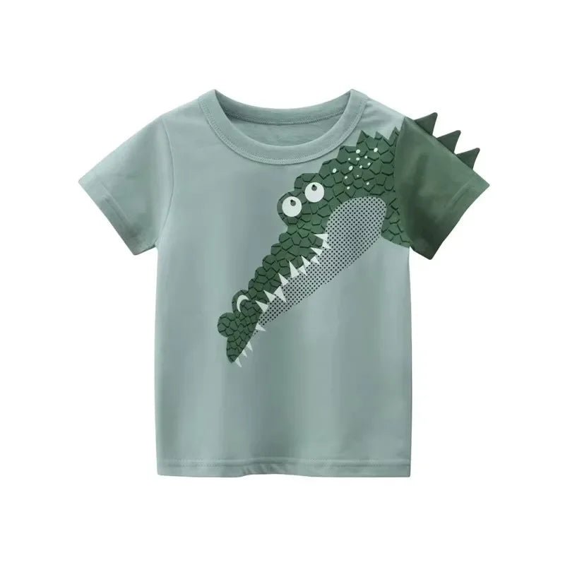 2025 Summer Brand New Cartoon Print T Shirt Boys Children's Short Sleeve O-Neck Cotton Tee Shirt Kids Tops 2-10Y Dropship