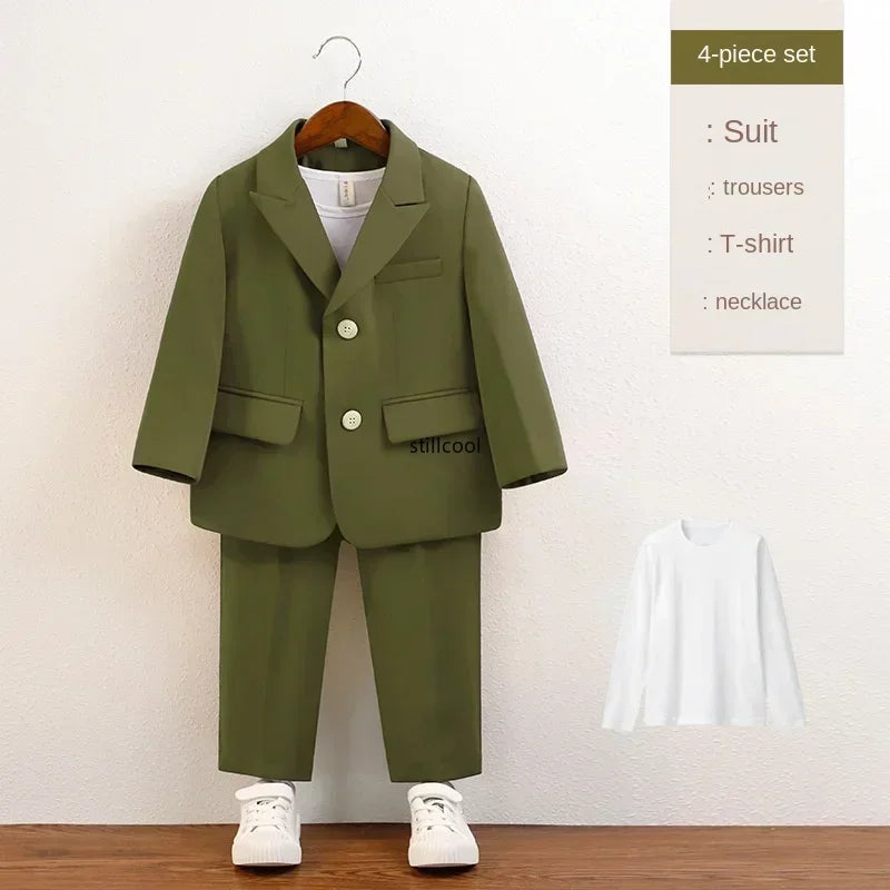 Suit for Boys Fall Casual Children School Uniform Outfits Handsome Kids Host Performance Costume 8 10 Y Boy Birthday Blazers Set