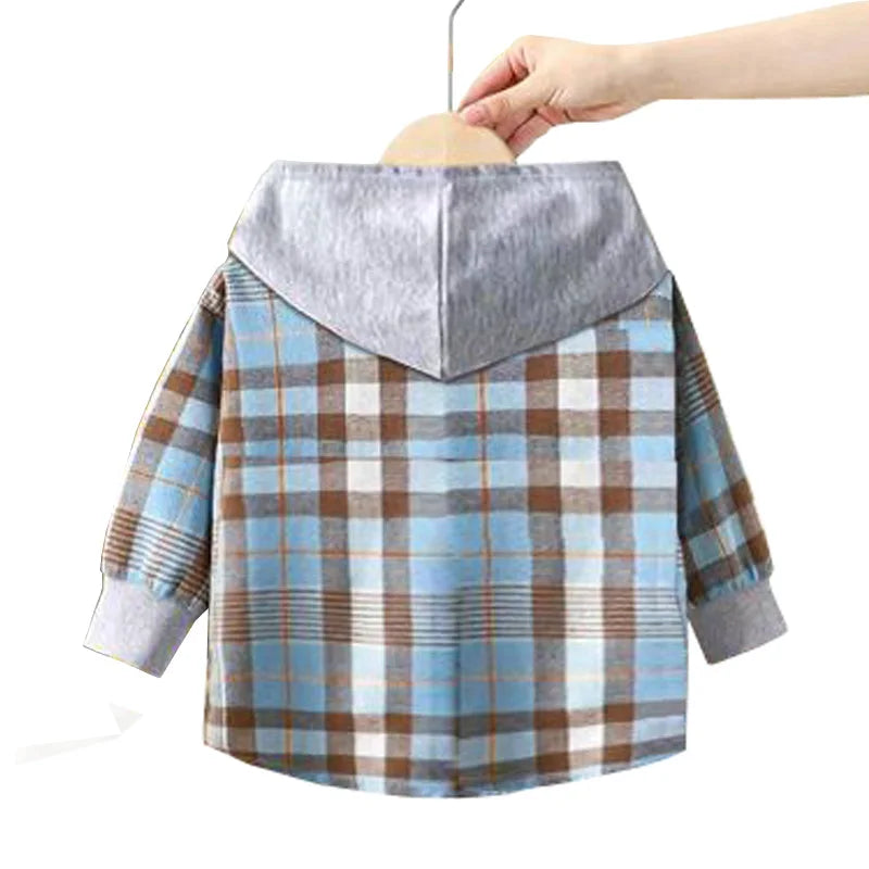 Paw Patrol Children's Hooded Shirts Kids Clothes Baby Boys Plaid Shirts Coat for Spring Autumn Girls Long-Sleeve Jacket Clothing