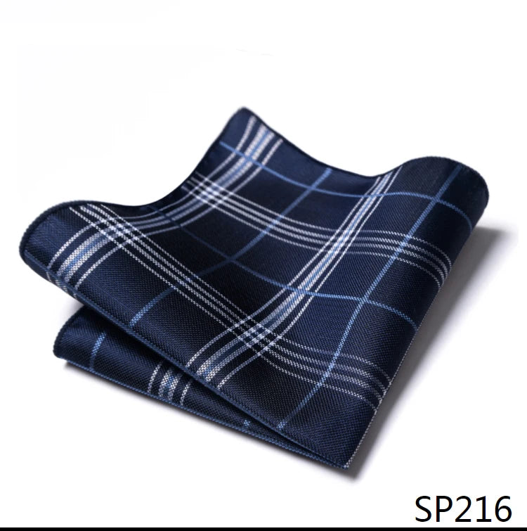 High Grade Brand Silk Kerchief Man Dark Blue Striped April Fool's Day Fit Formal Party Pocket Square Handkerchiefs Suit Hanky