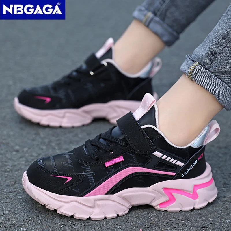 Girls Sport Shoes Comfortable Leather Kids Running School Casual Shoes  Non-slip Outdoor Children Walking Sneaker Tennis