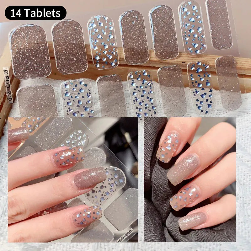 Full Cover Nail Stickers Fashion Nail Polish Nail Decoration Sparkling Glitter Self Adhesive Manicure Designer Nail Art Sticker