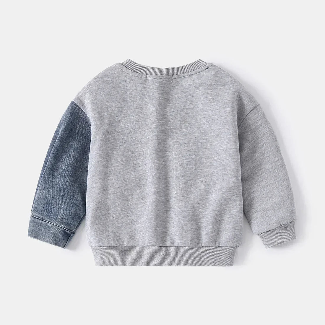 Boys Denim Sweatshirt Kids Stitching Sleeved Loose Sweater 2024 Spring Autumn Children's Street Style Casual Hoodies Clothes