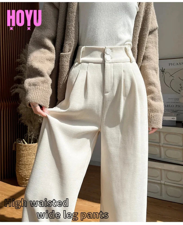 Pantalones de mujer high waisted women's pants, wide leg pants, autumn straight leg office women's pants, Korean fashion pants,