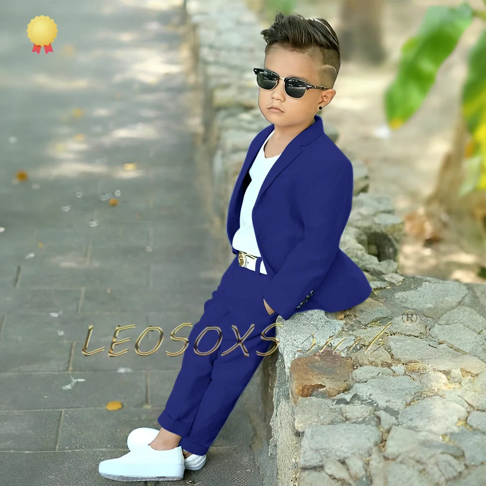 Kids suit 2-piece set (blazer + trousers) suitable for events, celebrations, parties, vacations, customized boys' suits