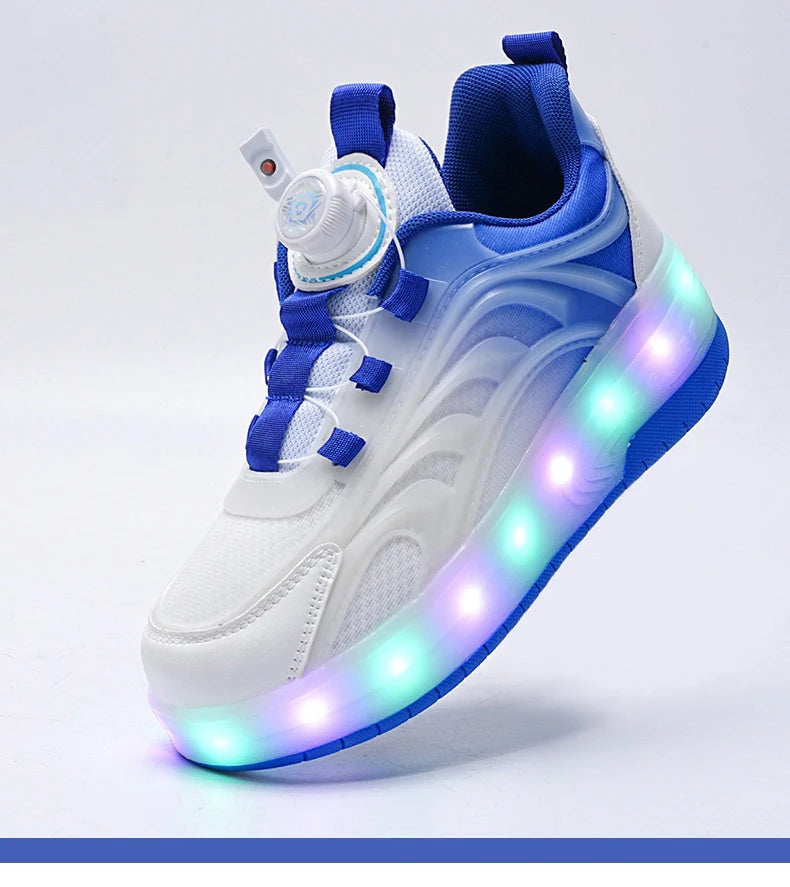 Two Wheels Children's Led Light Roller Skate Shoes For Kids Boys Girls Glowing Sports Luminous Sneakers Skateboard USB Charging