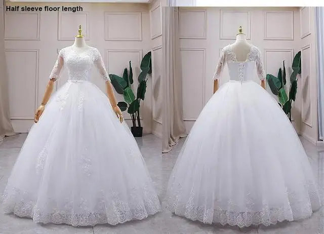 Best Selling 2024 Long Sleeve V Neck Lace Wedding Dress 2025 Vintage Bride Bridal Ball Gown Modest Wedding Dresses  Customized