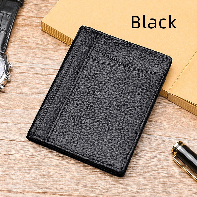 YUECIMIE Super Slim Soft Wallet Genuine Leather Mini Credit Card Holder Wallets Purse Thin Small Card Holders Men Wallet