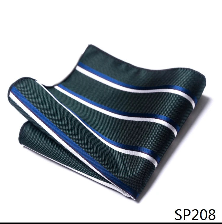 High Grade Brand Silk Kerchief Man Dark Blue Striped April Fool's Day Fit Formal Party Pocket Square Handkerchiefs Suit Hanky