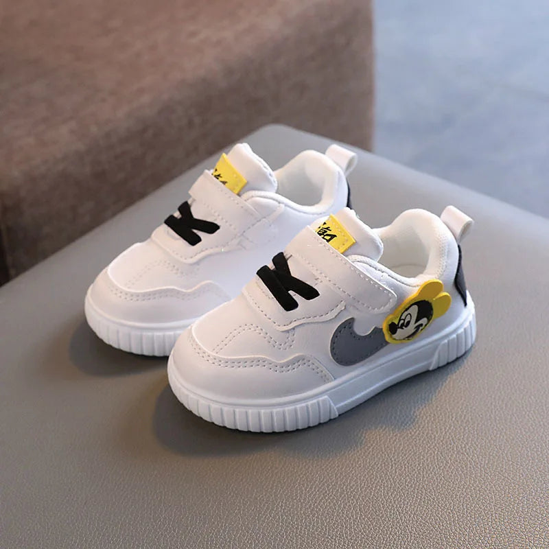 Disney Mickey Mouse Baby Trend Casual Shoes Girls Little White Shoes 0-2 Years Baby Boys Fashion Chic Soft Sole Walking Shoes