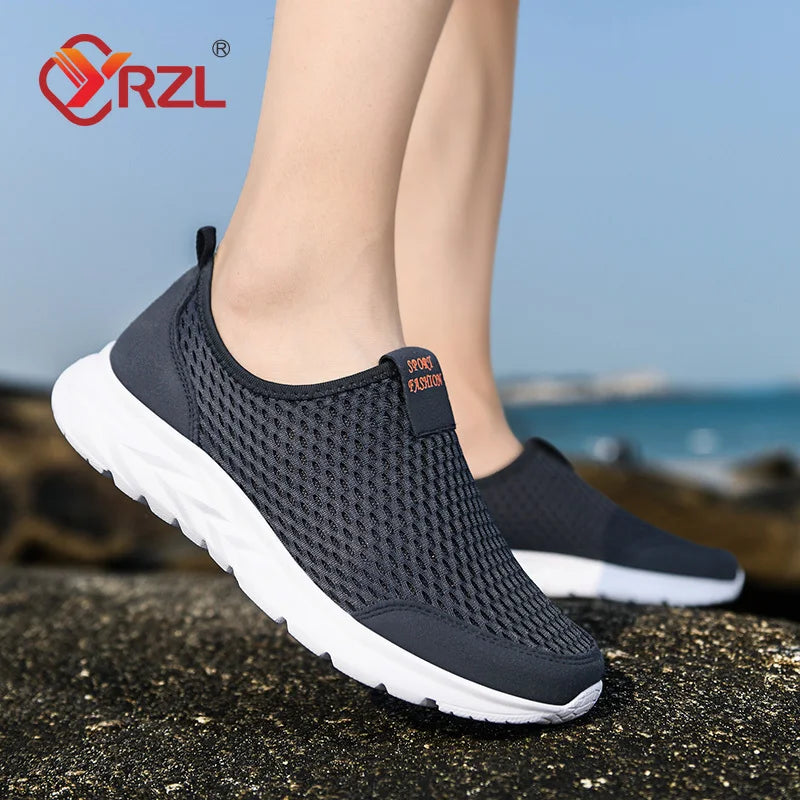 YRZL Men's Sneakers Breathable Mesh Men Casual Shoes Outdoor Non-Slip Big Size Loafers Walking Lightweight Male Tennis shoes