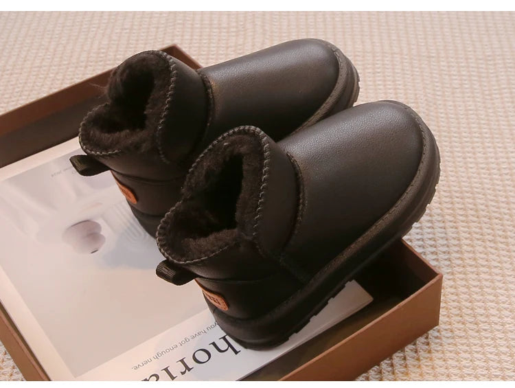 Boys Girls Winter Boots Kids Snow Boots Ankle Slip-on Fashion Classic Warm Thick Plush Cotton Children Rubber Boots 26-37 Soft