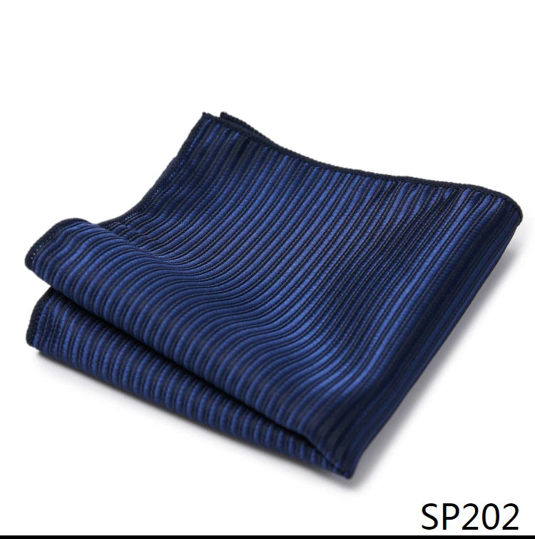 High Grade Brand Silk Kerchief Man Dark Blue Striped April Fool's Day Fit Formal Party Pocket Square Handkerchiefs Suit Hanky