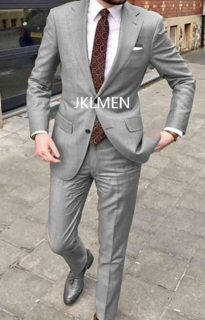 2025 Men's Suit   Handsome Casual 2 Piece Suit For Men Wedding Tuxedos Notched Lapel Groomsmen  Business  Prom Blazer